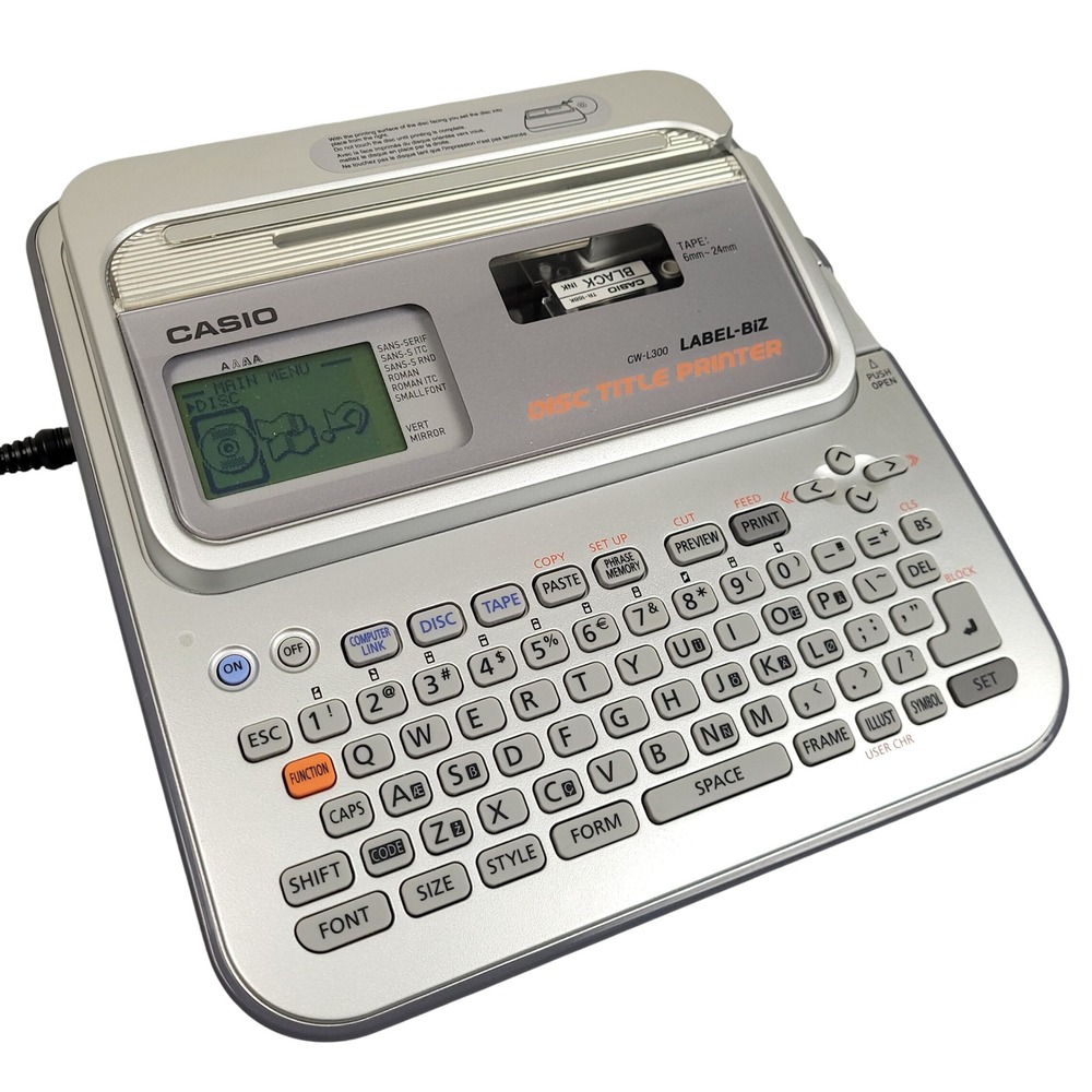 Casio CW-L300 Disc Title Printer Label Maker CD DVD Tested Working EUC